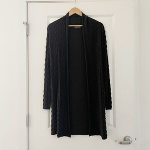 Anatomie Cable Knit Open Front Draped Cardigan Brown